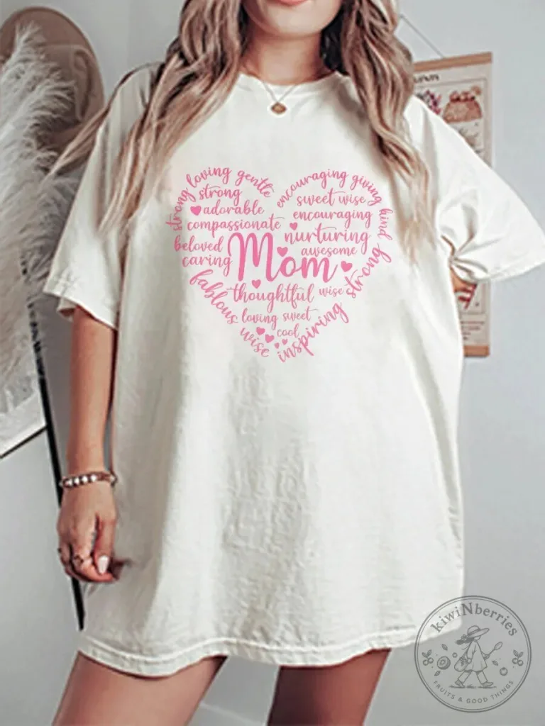 Mama Graphic Heart Word Cloud T-Shirt for Loving Gentle Mom 1 Mama Graphic Heart Word Cloud T-Shirt for Loving Gentle Mom