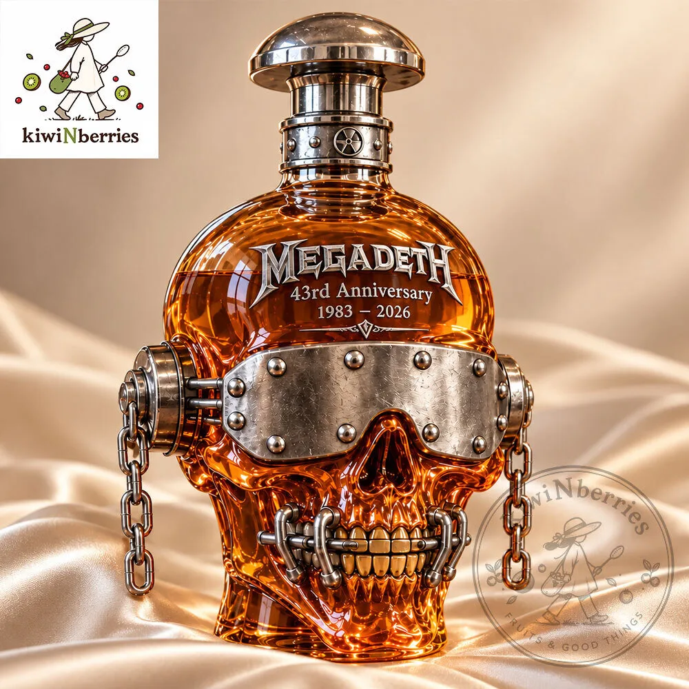 Megadeth 43rd Anniversary Vic Rattlehead Skull Whiskey Decanter